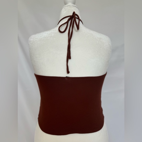 Brown Halter Top With Tie Strings - Picture 5 of 6
